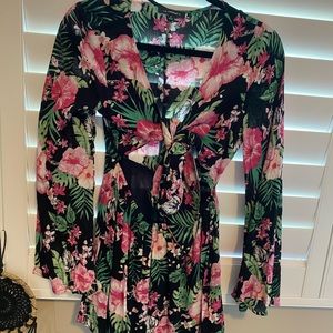 floral long sleeve romper